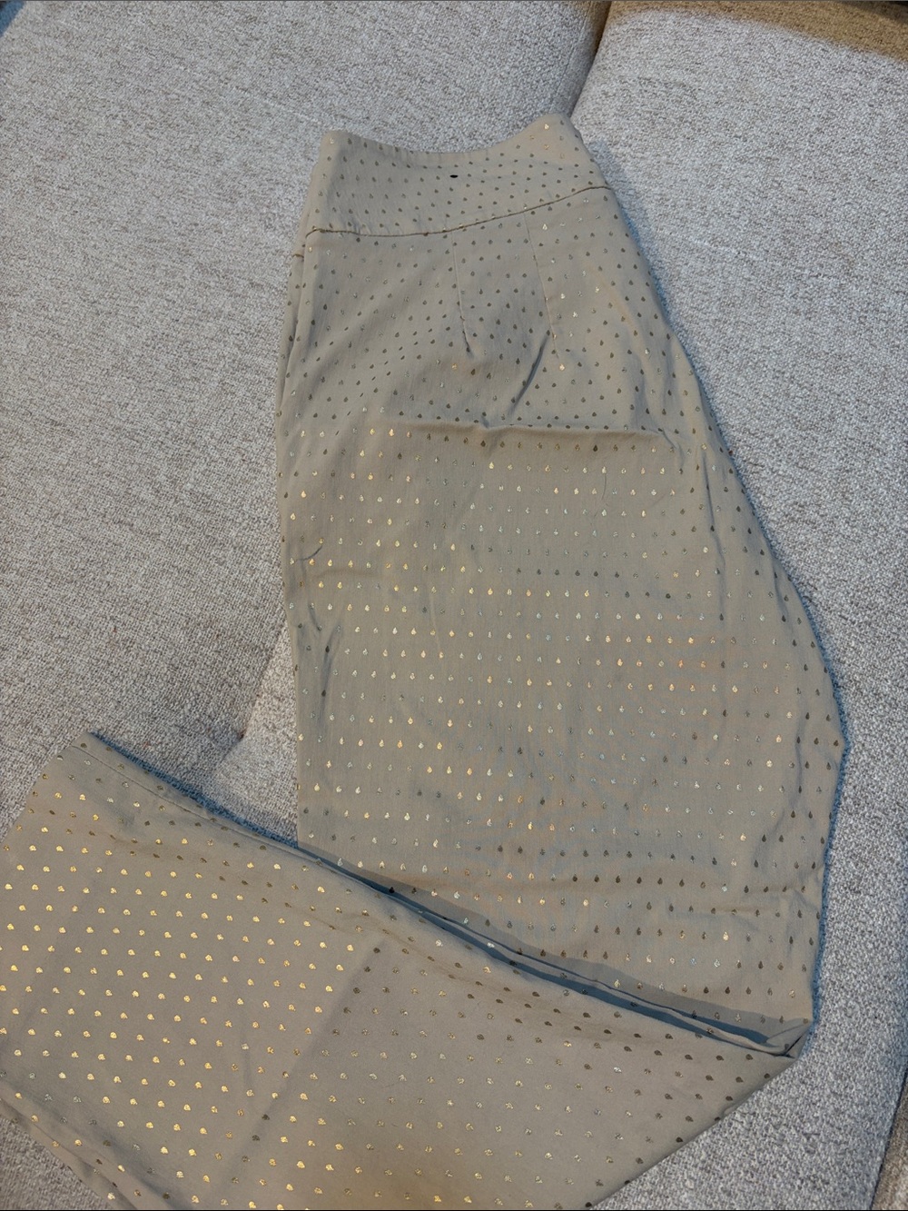 Lane Bryant Cream Ankle Pants with Metallic Gold Dot Pattern - Picture 6 of 6